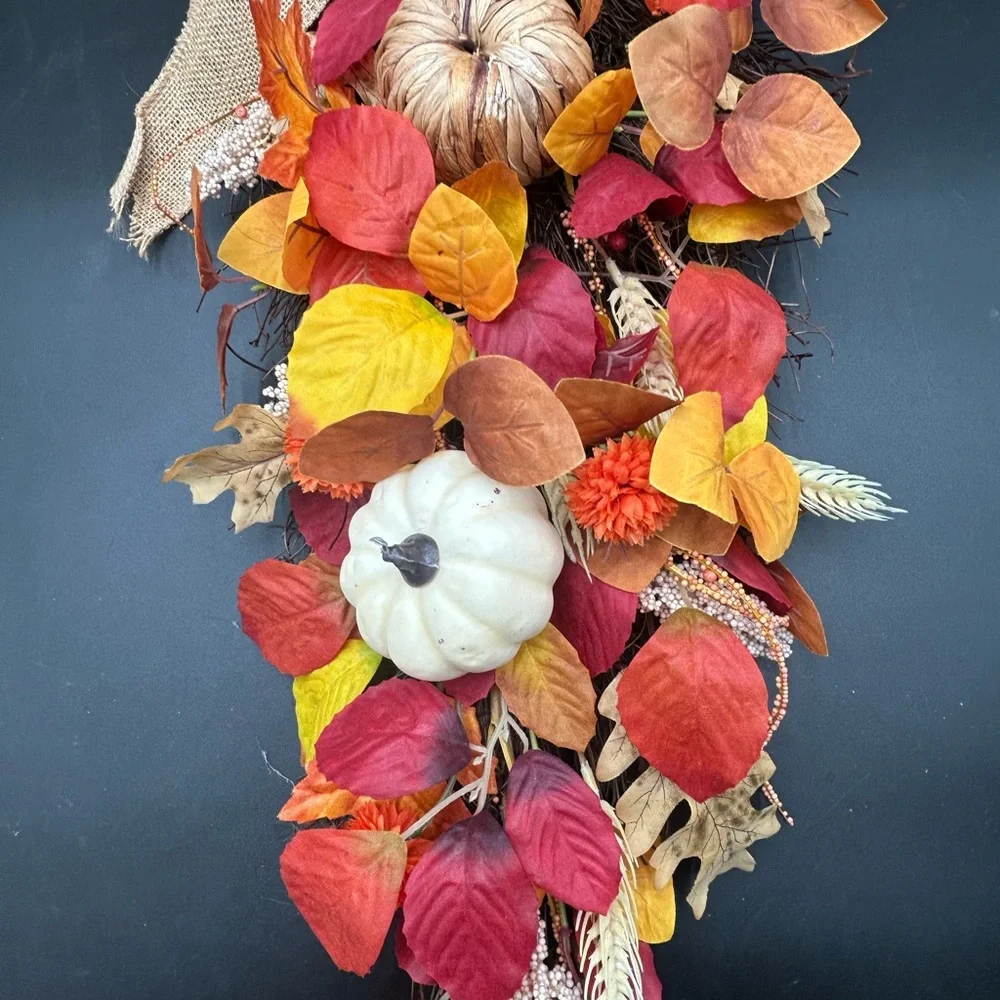 Autumn Leaf and Pumpkin arrangement Or Swag Wall Decor
